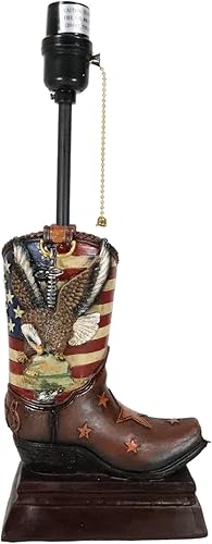 Miniatura 3 de Ebros Gift Casco de cuero sintético rústico occidental, patriótico, militar, águila calva, bandera estadounidense, soldado caído, con bota de