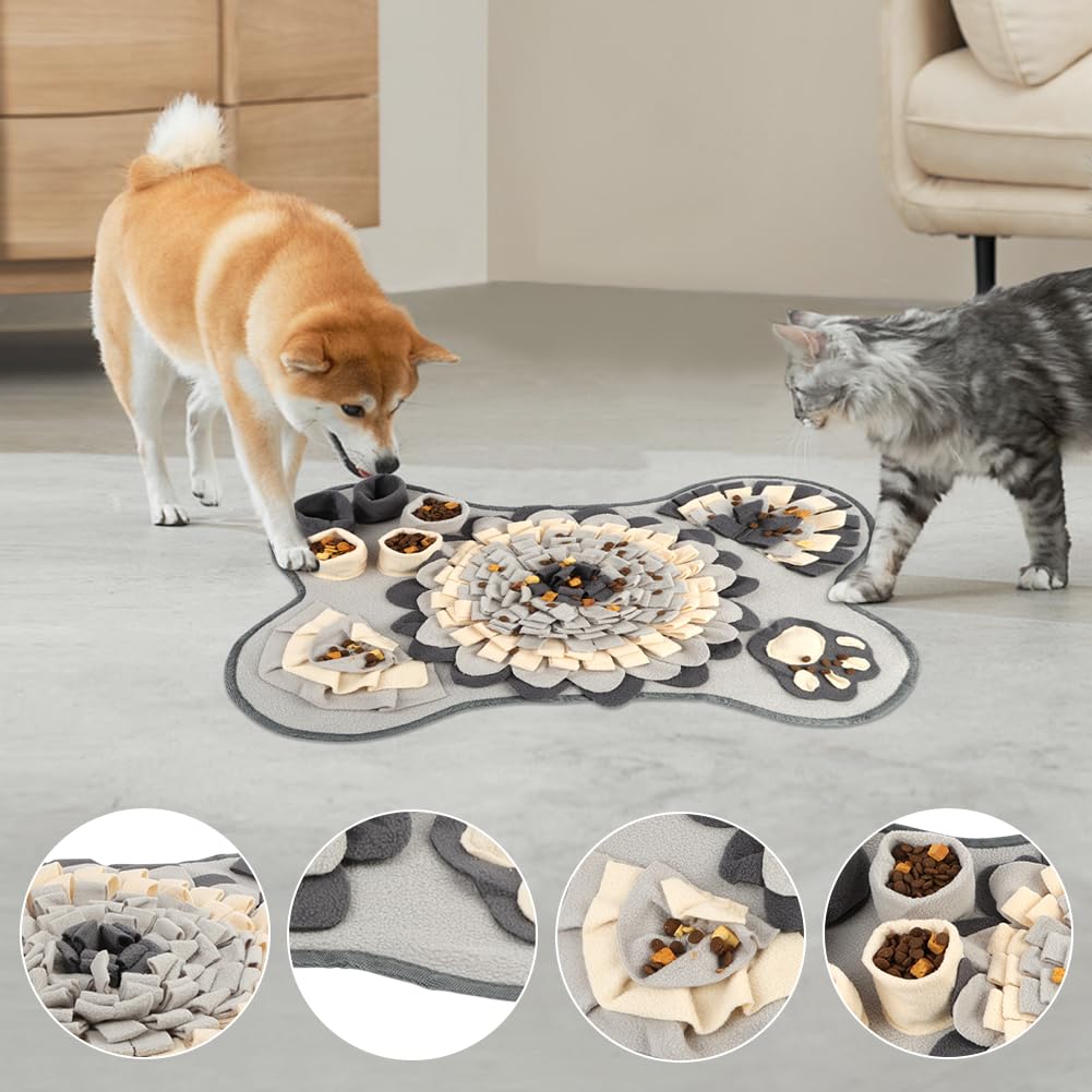 OSDUE Tappeto Olfattivo Cane, 63cm Foraggiamento Tappeto per Cani Addestramento Foraggiamento di Animali Lavabile Antiscivolo Tappetino Puzzle di Snuffle Giocattolo per Cani Attivazione Mentale Cane
