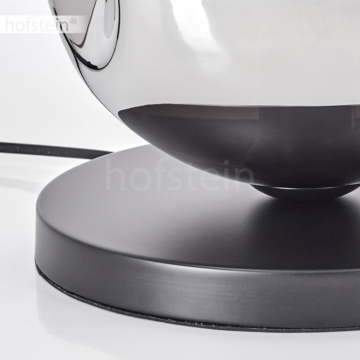 Tischleuchte Ripoll, Tischlampe aus Metall/Glas in Schwarz/Chromfarben, Leuchte im modernen Retro/Vintage-Design mit Schirm aus Glas (Ø 25 cm) u. An/-Auschalter am Kabel, 1 x E27, ohne Leuchtmittel