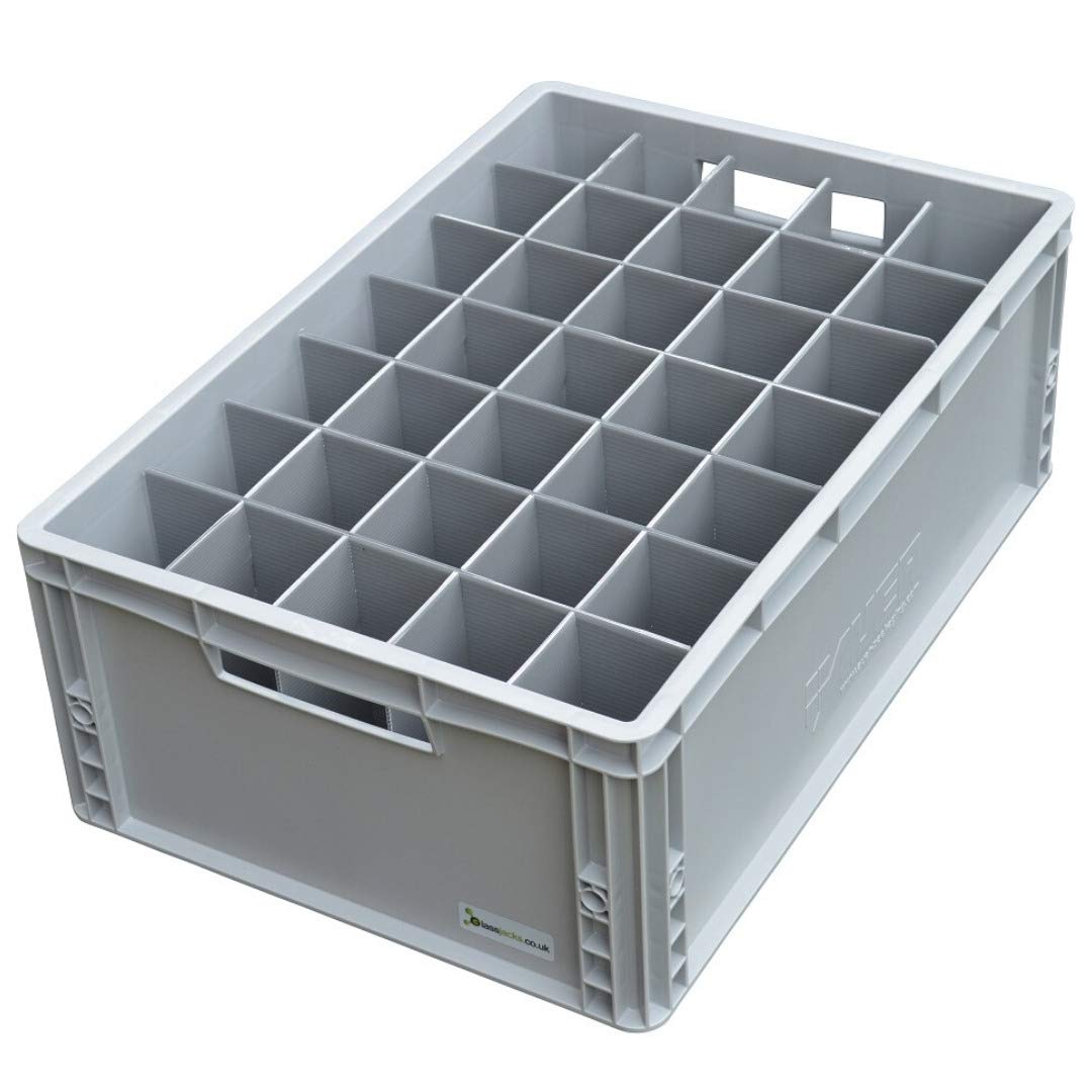 Glassjacks Grey Champagne Flute Storage Crate, 35 Cells, Glass Or Item Width 0 To 65Mm, Glass Max Height 200Mm