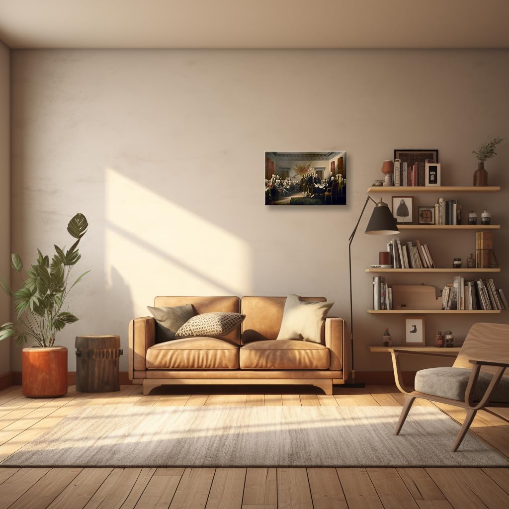 Wallpicss The Declaration of Independence Poster Prints Framed Vintage Wall Art Famous Paintings Canvas Living Room Pictures Wall Decor 12x18 inches