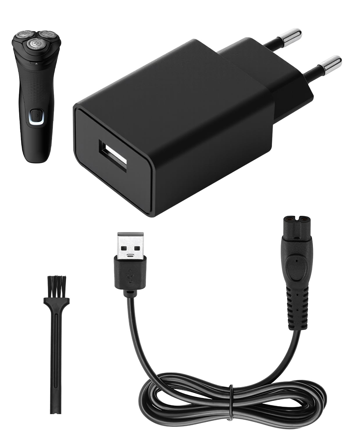 5V Cargador para Philips Norelco OneBlade 360 Series QP2824 QP2834 QP2724 QP2734 QP2720 QP4631 MG5910 MG7910 MG7950 MG7930 MG9510 X3001 PQ888 PQ889 Afeitadora USB Adaptador con Cable USB