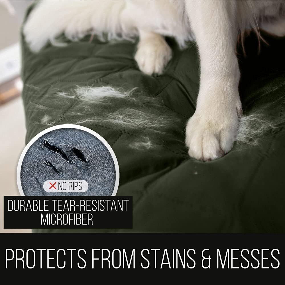 Amаzіng 🔥 Sofa Shield Patented Slipcover, Reversible Tear Resistant Soft Quilted Microfiber, XL 78” Seat Width, Durable Furniture Stain Protector with Straps, Washable Couch Cover for Dogs, Hunter Green Sage