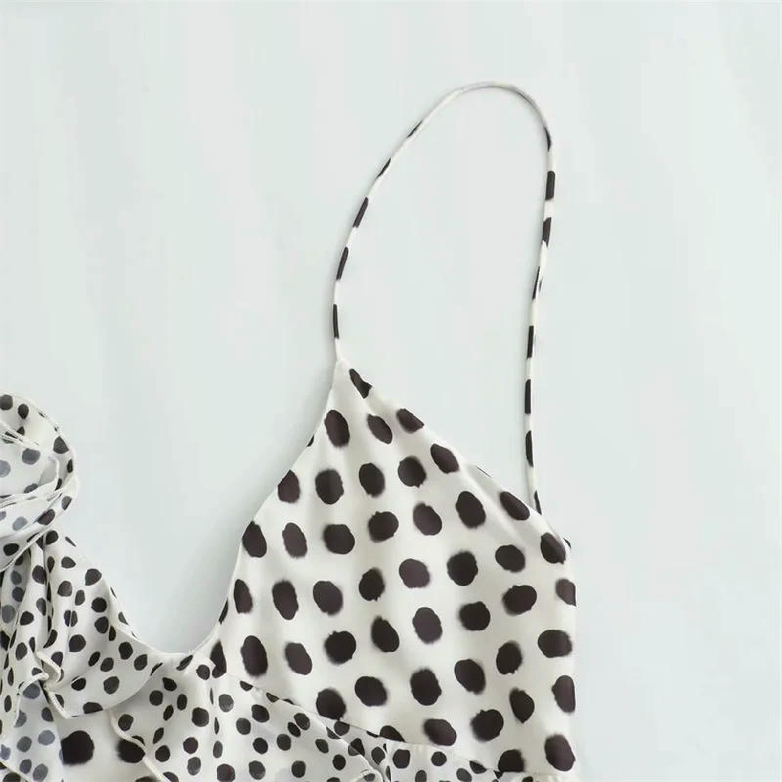 Vestito Donna DOT Abito di Raso Donna Slip Slip Abiti Lunghi per Donne Abbraccio Senza Maniche Abiti Estivi da Festa Estate-Bianco-s