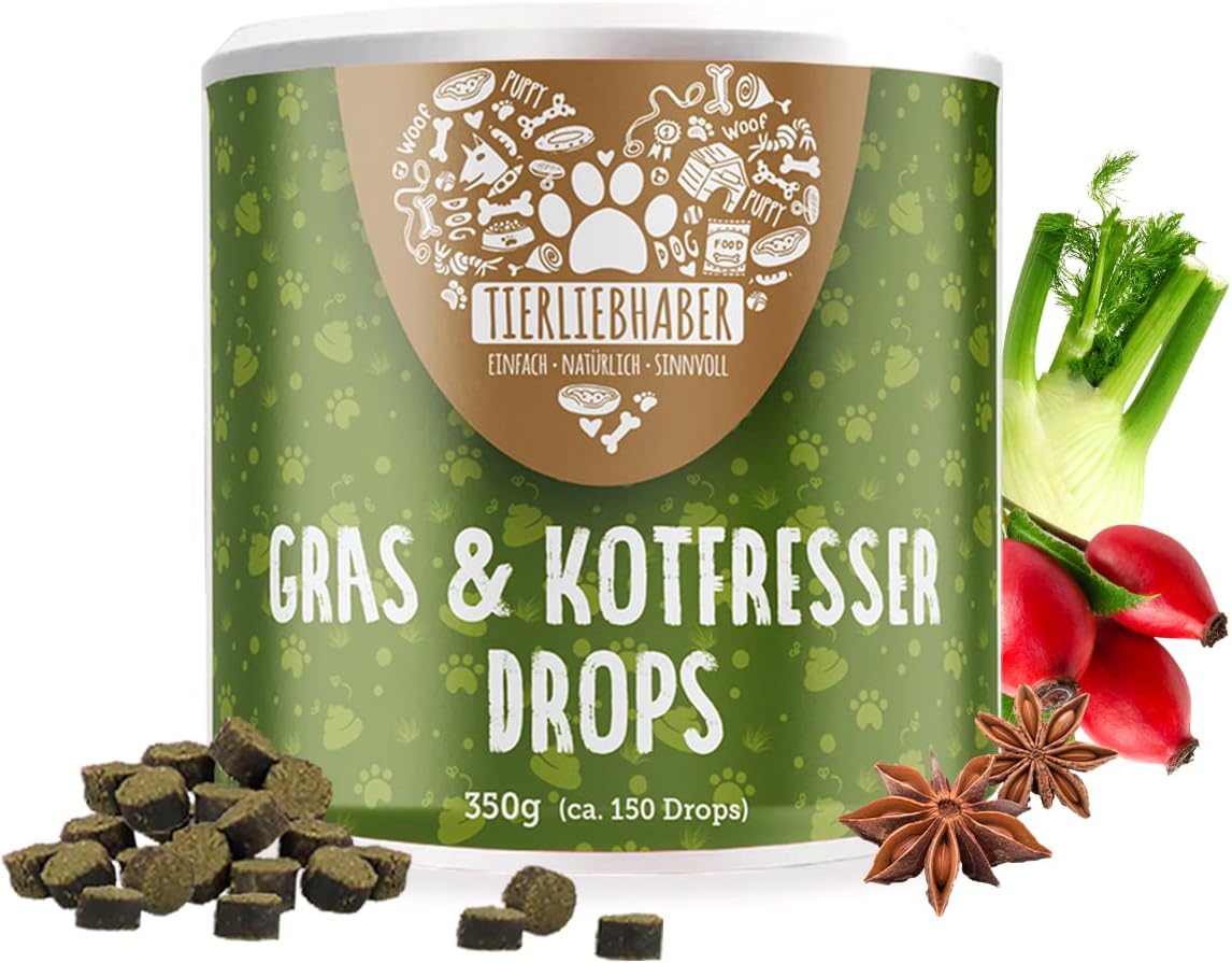 TIERLIEBHABER Gras & Kotfresser Drops für Hunde bei Fressen von