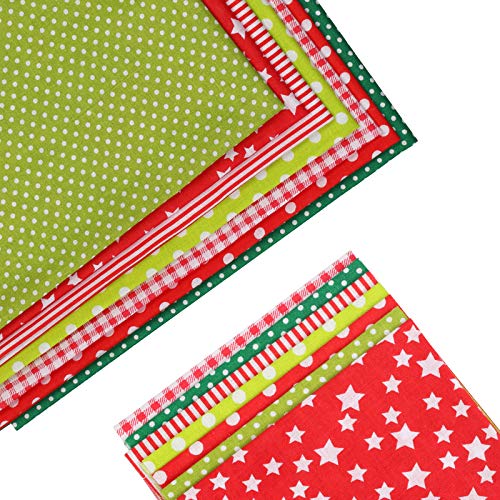 CINMOK 14pcs Tela retal, Pacthwork Decorativa, Decorativa Algodón, Algodón Multicolor, Costura Manualidad de Cuadro para Coser para Mujeres Navidad.