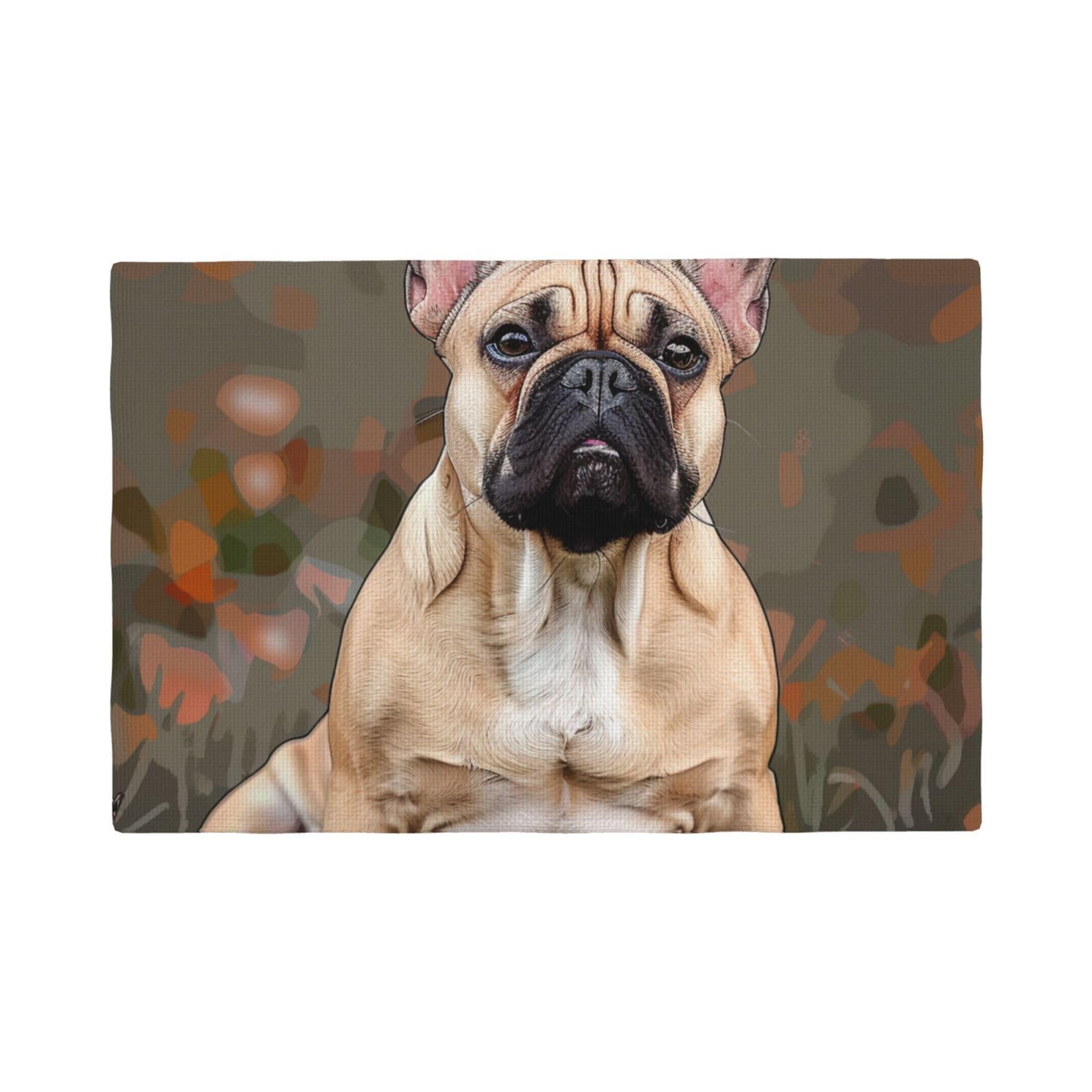French Bulldog Print Print Placemats Set, Heat Resistant Washable Placemat 12x18in Table Mats for Party Kitchen Dining Table Decoration Indoor Outdoor, Six Piece