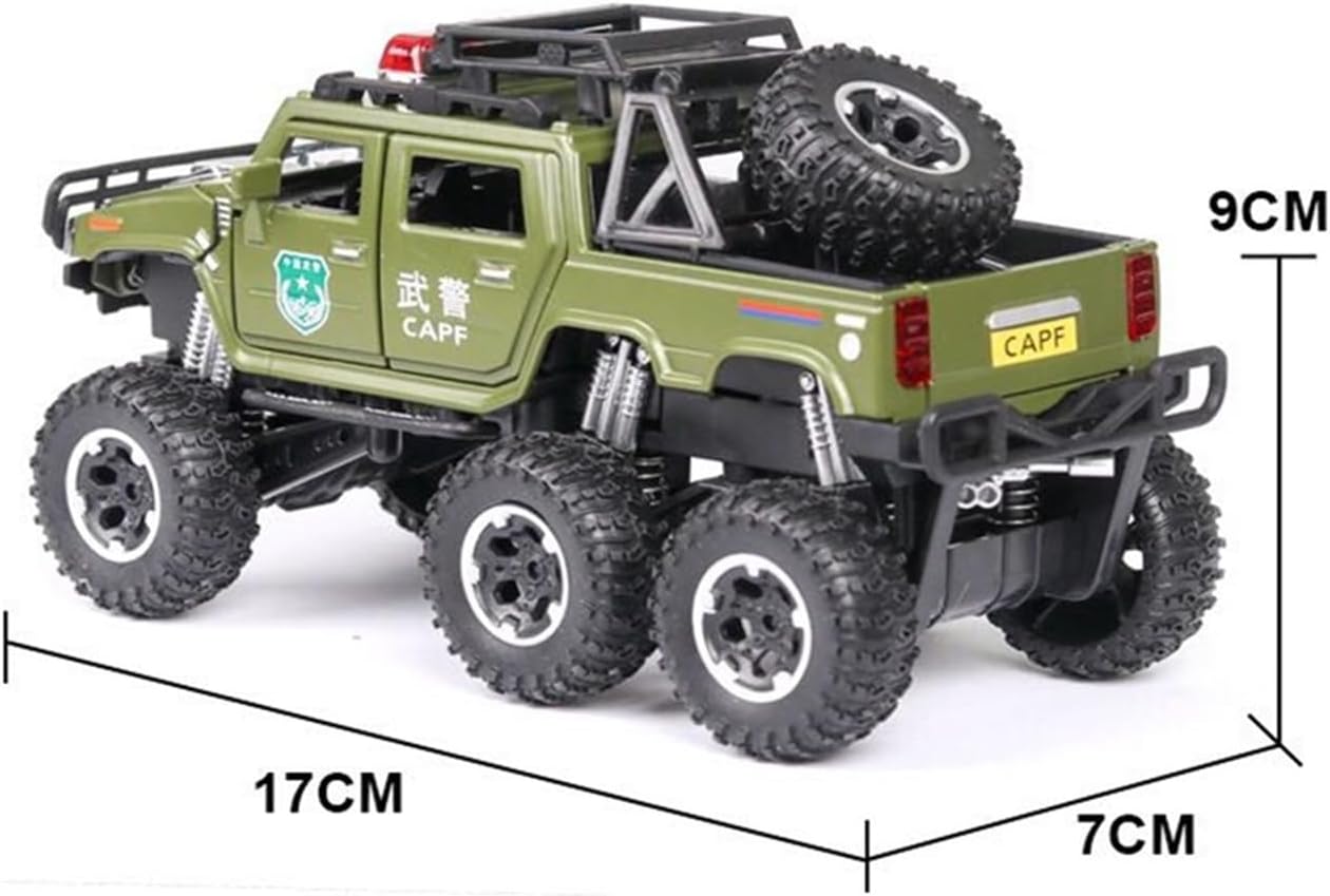 for:Hummer H2 Pickup Alloy Police 1/28 Die-cast Off-Road Vehicle Model Simulation Sound and Light(A)