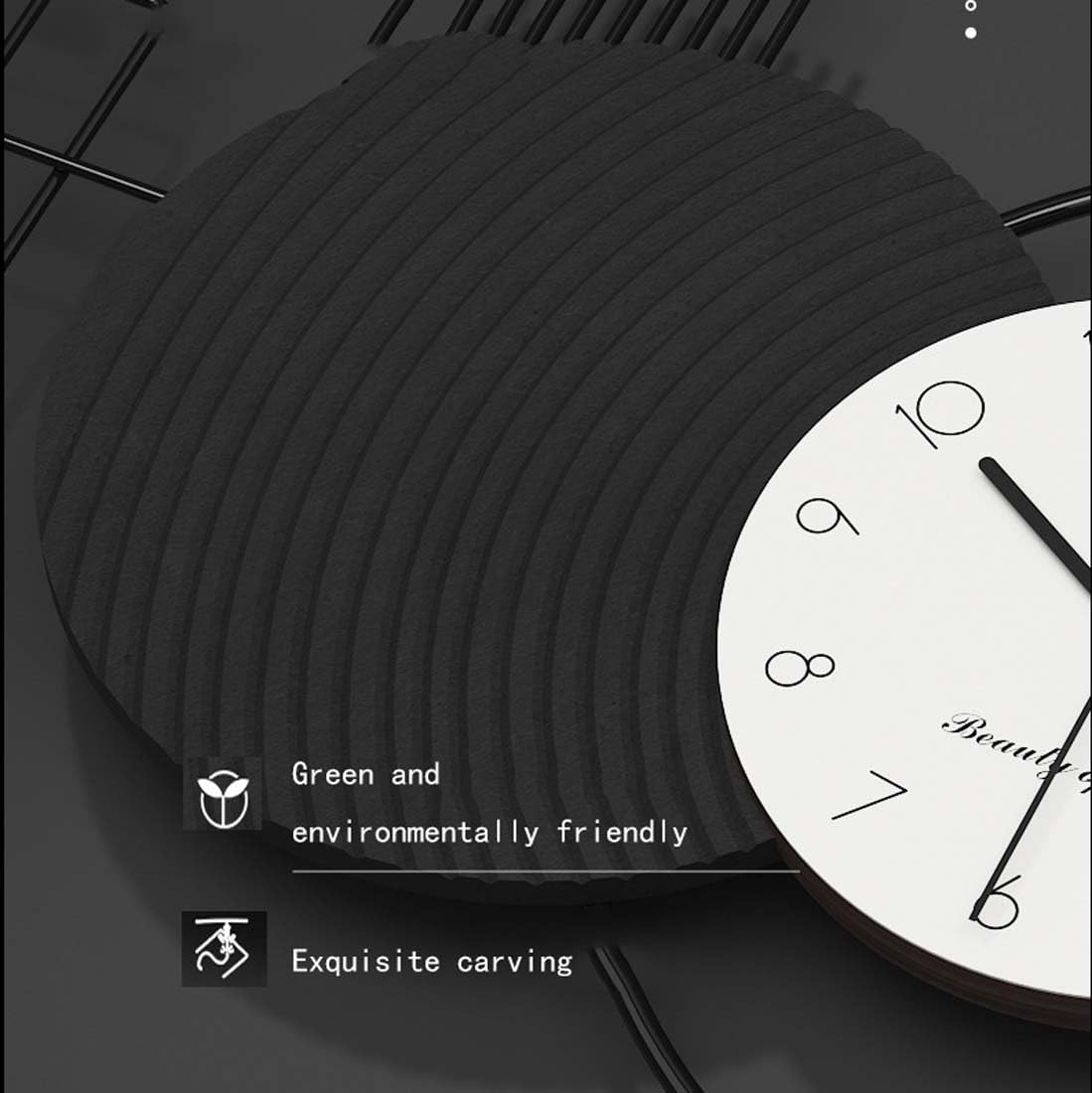 Grande orologio da parete - Orologio al quarzo silenzioso bianco e nero for soggiorno, ufficio, camera da letto, design elegante, durevole e decorativo(130 * 45cm)