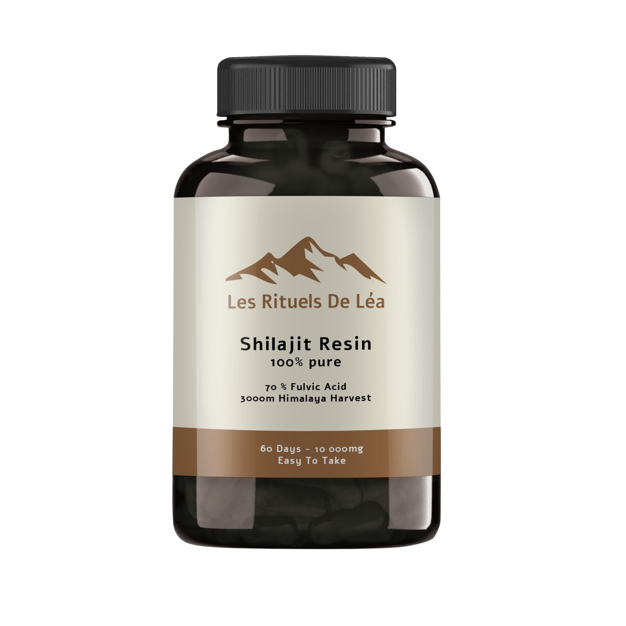 Comprimés de shilajit de l'Himalaya - Extrait 100 % pur avec 80 % d'acide fulvique - 10 000 mg