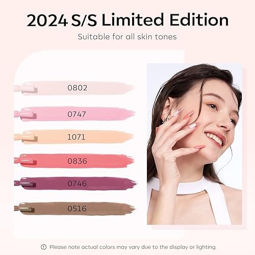 Miniatura 5 de modelones Juego de 9 esmaltes de uñas de gel con gel de uñas 7 en 1 + base y capa superior, tonos de piel rosa nude, kit de iniciación de esmalte de