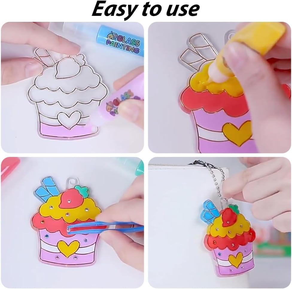 DIY Crystal Paint Arts And Crafts Set, Pittura Cristallo Per Bambini, Ciondoli E Portachiavi Fai Da Te