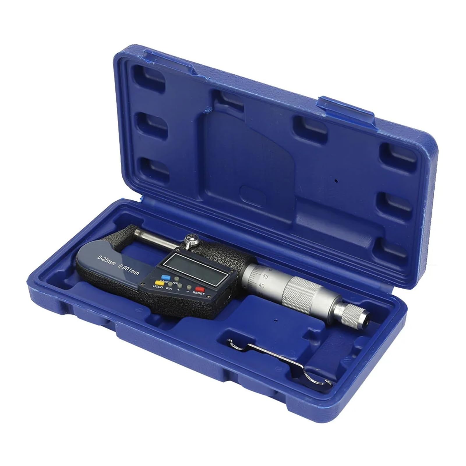 Digitales Mikrometer-Messwerkzeug, 0–25 mm, elektronisches digitales Mikrometer, 0,001 mm Dickenmessgerät und Schraubenschlüsselsatz Genau