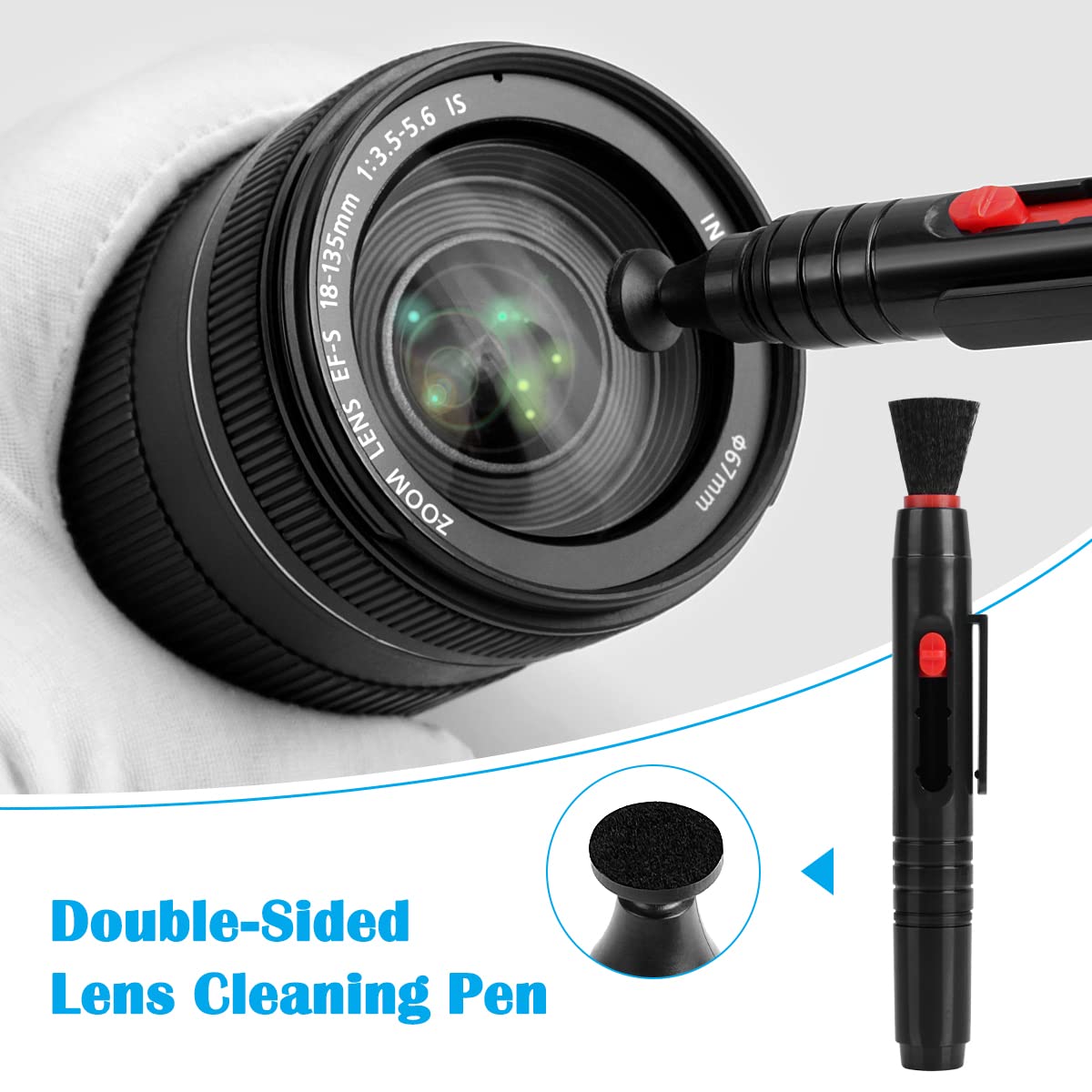 ARVOK 32 Kit Pulizia Fotocamera, Kit Pulizia Lenti per per Obiettivo Fotografico Obiettivi Ottici e Fotocamere Reflex, Accessori per la Pulizia Della Fotocamera per Canon Nikon Sony Pentax