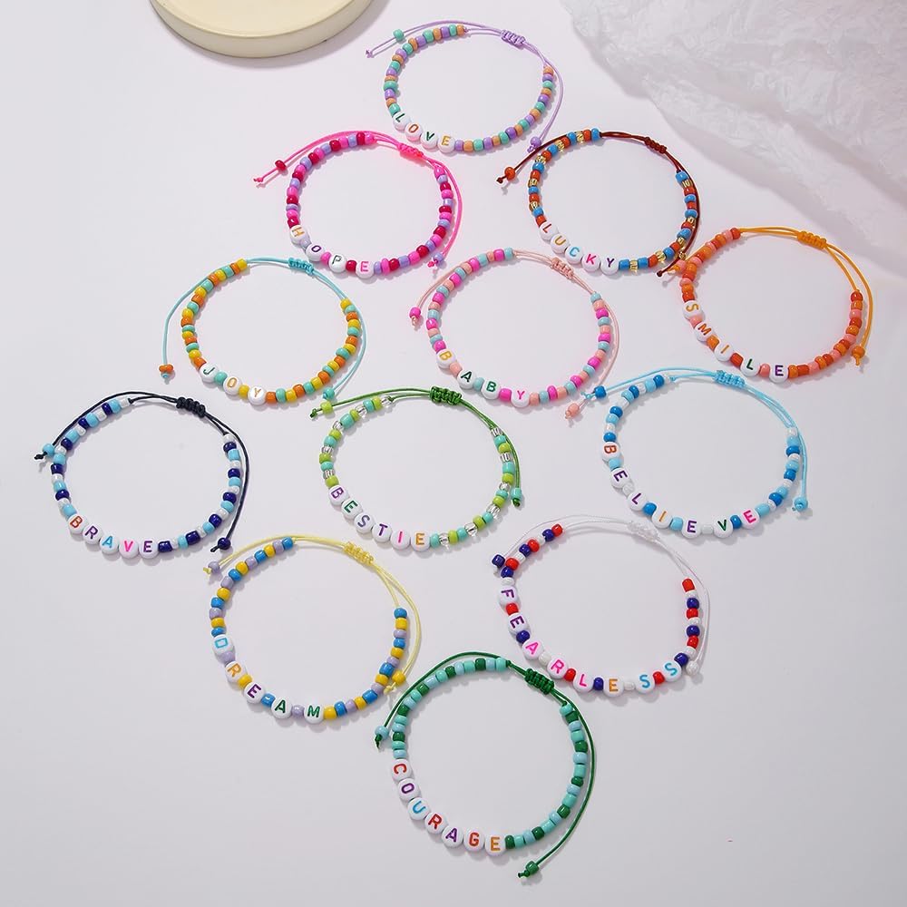 Friendship Bracelets Boho Stackable Bracelets for Women Surfer Heishi Clay Bead Bracelets Stretch Preppy Bracelets Colorful Boho Bracelets for Women image 5