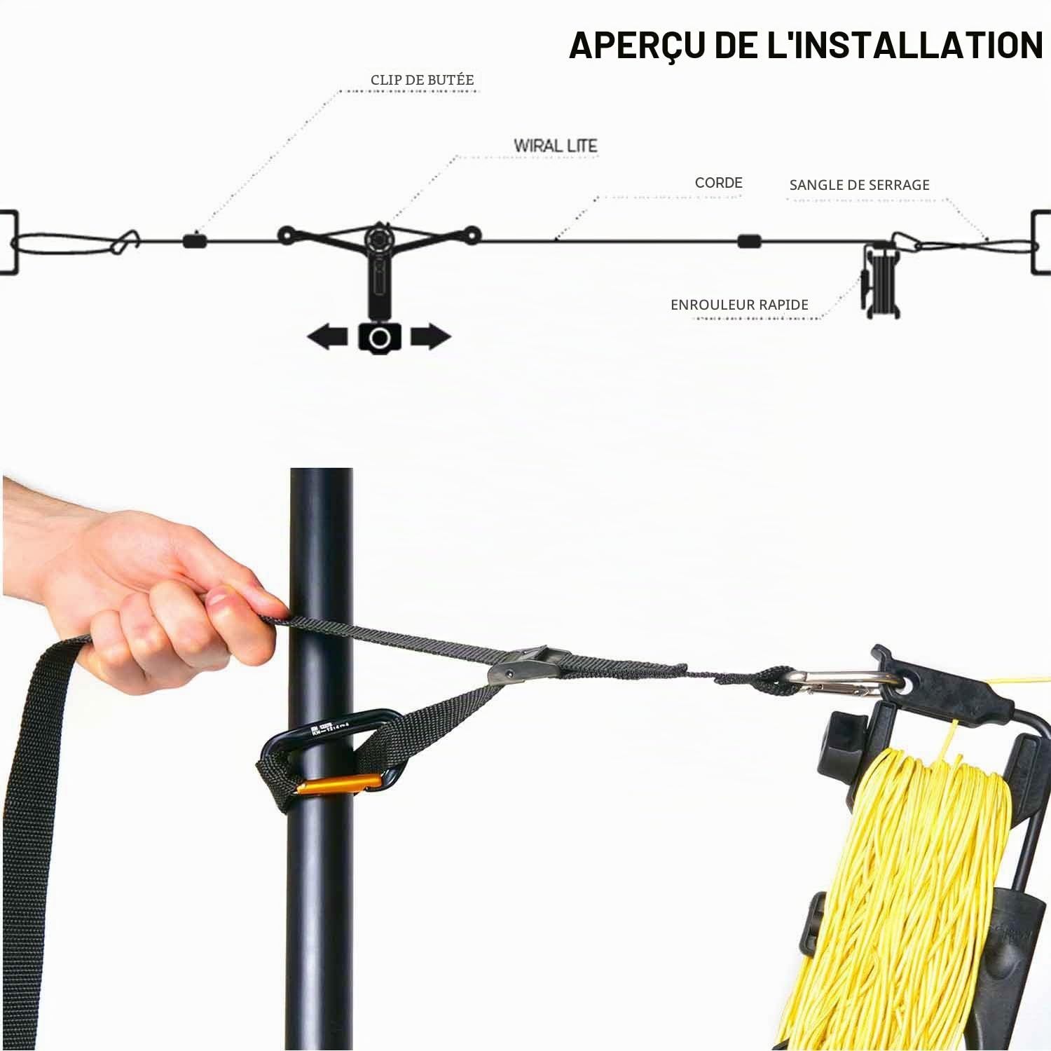 Wiral Lite Câble Cam avec télécommande pour caméras d'action, smartphones, appareil photo 360° ou appareils photo reflex numériques sans miroir jusqu'à 1,5 kg – Comprend un étui de voyage Wiral (2