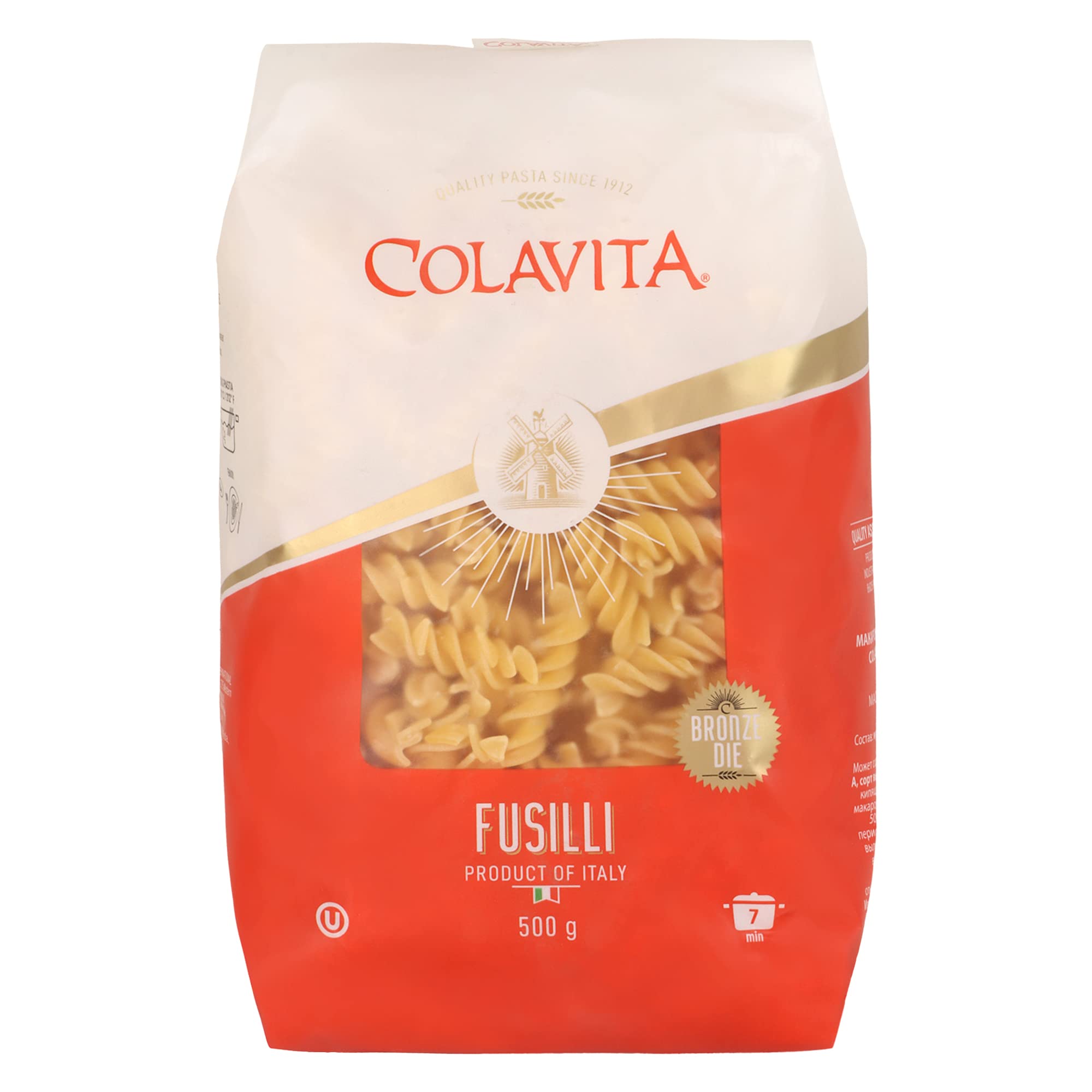 Colavita Fusilli Pasta 500g | Durum Wheat Semolina | Regular Bronze Cut Pasta | ‎High Fibre | No Artificial Ingredients
