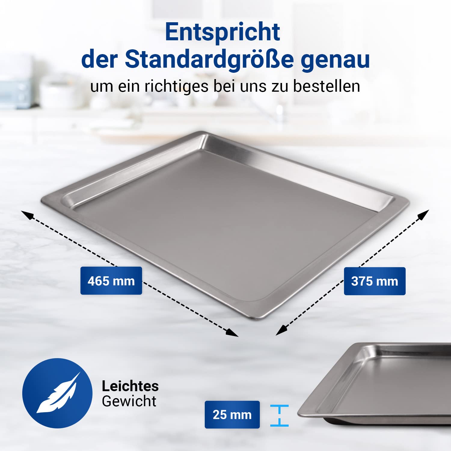 VIOKS Tiefes Backblech 465x375 x25mm Ersazt für Siеmens Backblech Constructa 00438155 438155 / Alu Bаckblech 46 x 37 / Baking Tray/Bаckblech Tief & Ofen Bаckblech Siеmens Backofen