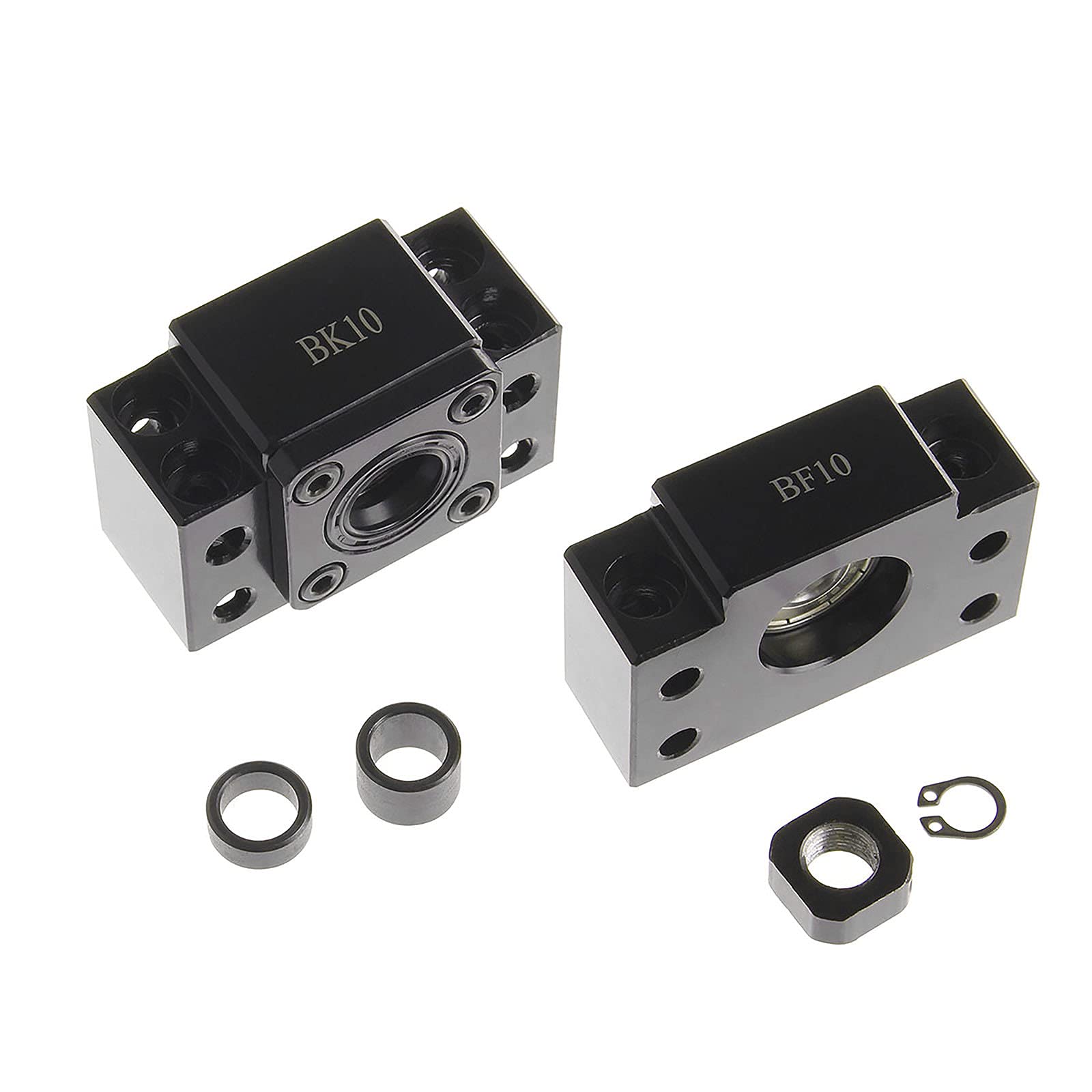 ANWOK 2pcs Ballscrew End Supports 1pcs BK10 Fixed Side + 1pcs BF10 for CNC Router Parts RM / SFU1204 Ballscrew 1204 Ball Screw Bearing Block Bracket