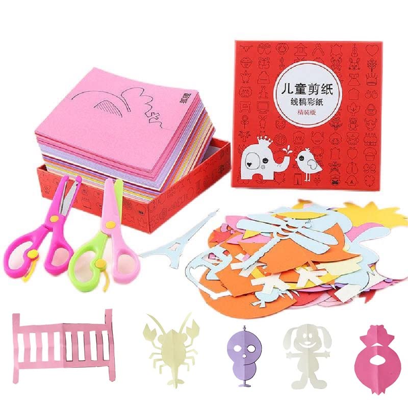 Color Paper Cut Set, BEONE Paper Art, Children's Color Paper-Cut Origami Early Education Toy, for 2-8 Years Old Boys Girls Preschool Toddlers Learning Toys (Paper Cut Set)