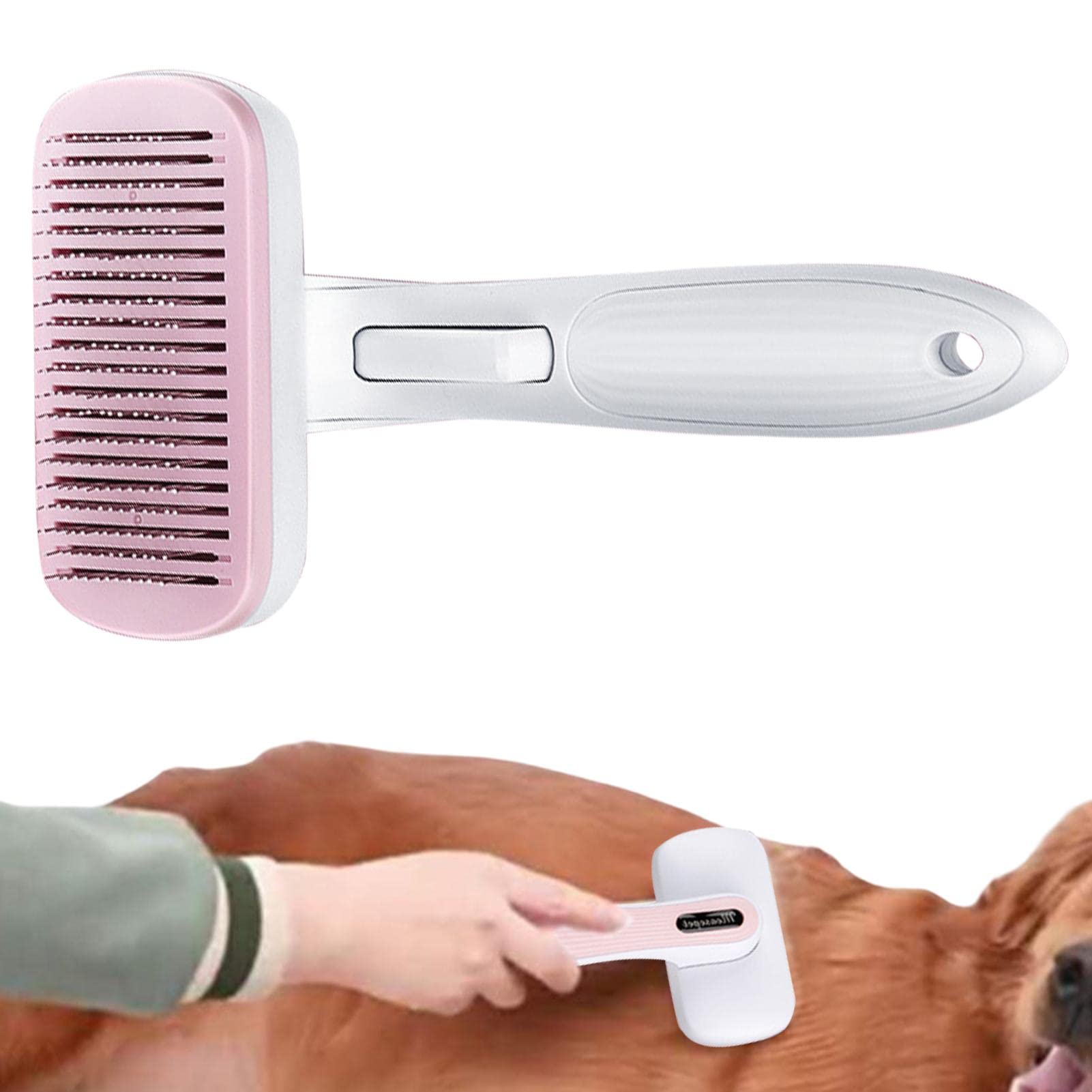 cepillo para mascotas | Cepillo para mudar gatos Metal - Peines para gatos para gatos de interior Cepillos para mascotas para perros y gatos Aguja de acero doblada segura (Color : Pink, Size : Steel w