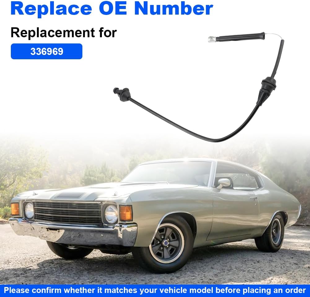 WMPHE Throttle Cable Replacement for 336969 Compatible with Chevy Chevelle El Camino 1968-1972 Camaro 1970-1973 Monte Carlo 1970-1972 Carburetor to Accelerator Lever