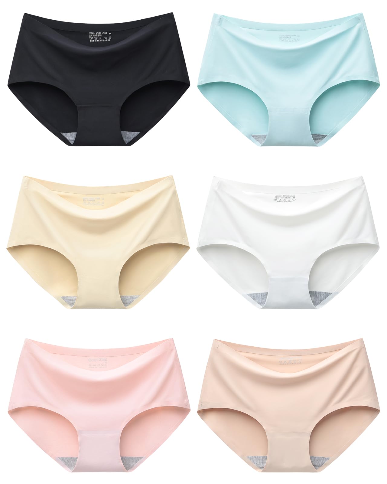 Adorel Teen Girls Seamless Underwear No Show Panties Tagless Brief Plain Pack of 6 8-16 Years