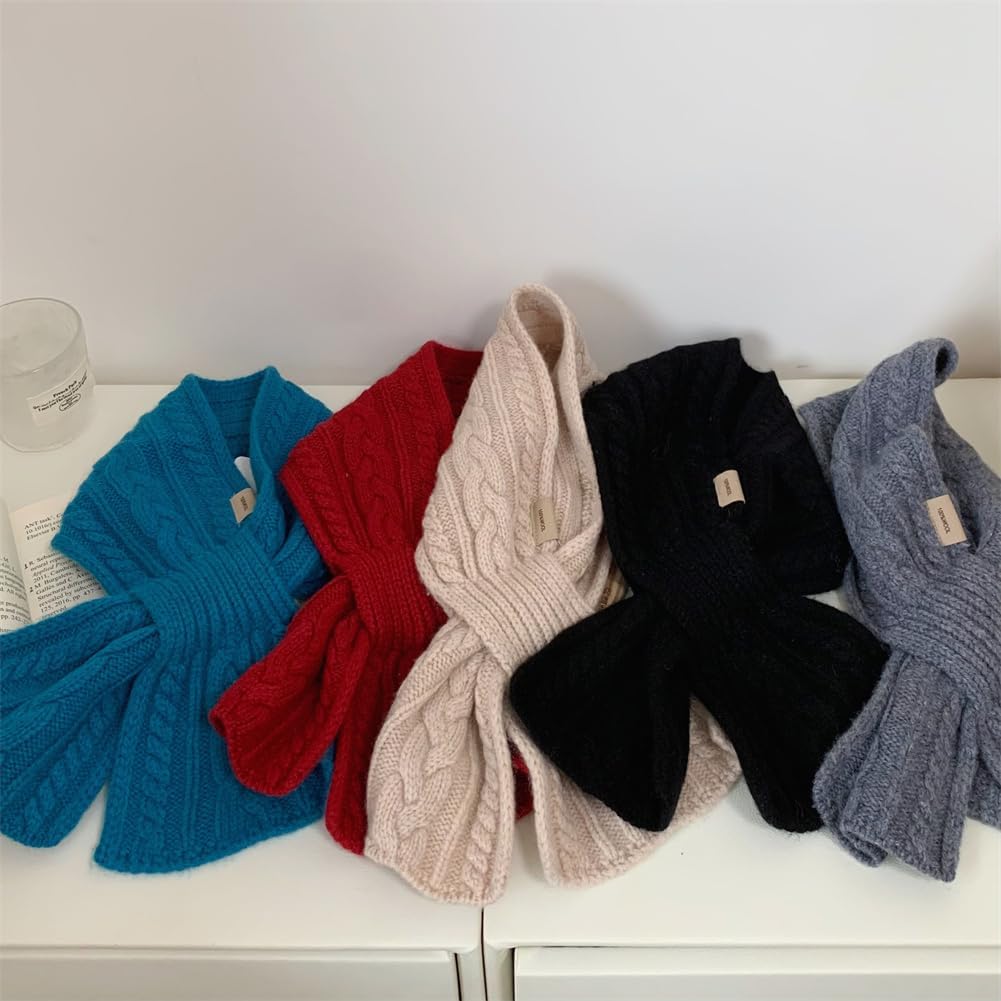 Women's Knitted Scarf Winter Soft Windproof Thick Elastic Neck Warmer Cozy for Layering Solid Color Fashion Scarf - Image 2