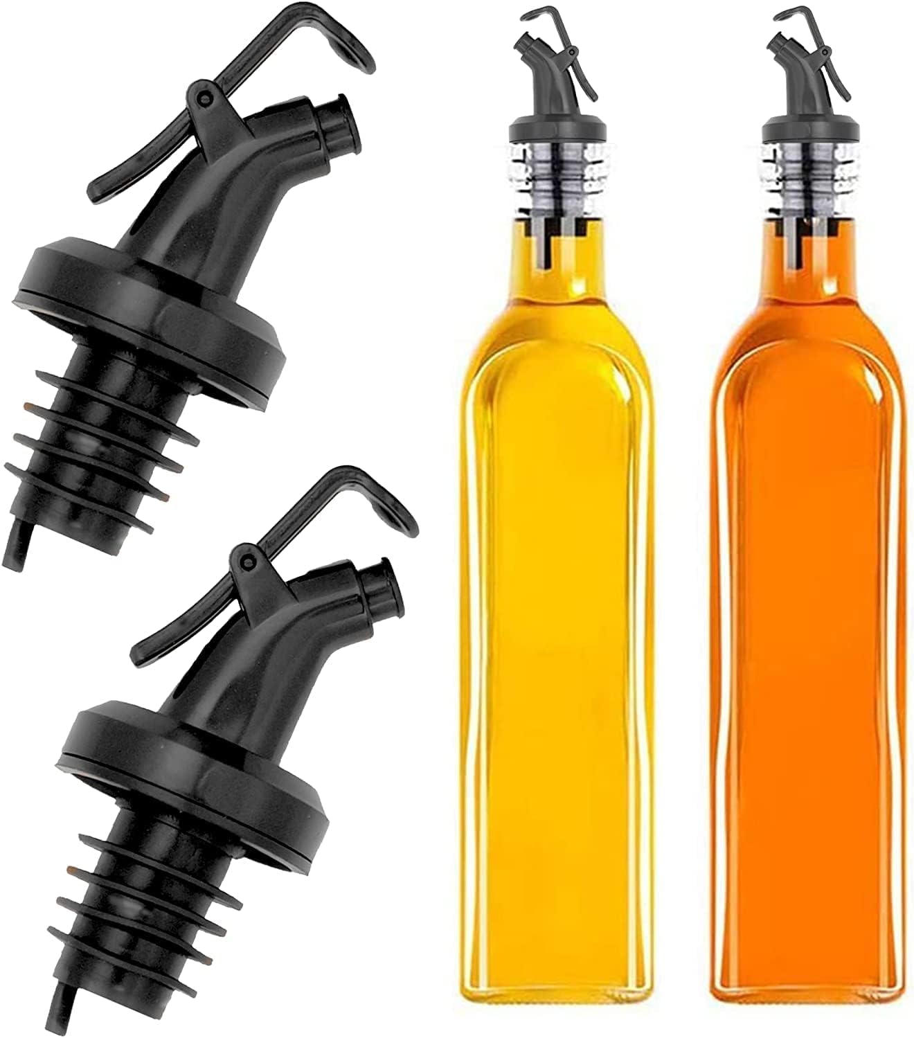 Versatore per bottiglie nero con tappo in plastica in set da 3