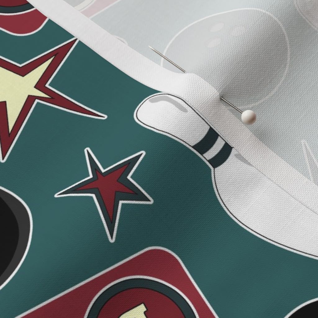 Spoonflower Fabric - Retro Bowling Rockabilly Rock Star Ball Bowl Printed on Petal Signature Cotton Fabric by The Yard - Sewing Quilting Apparel Crafts Decor