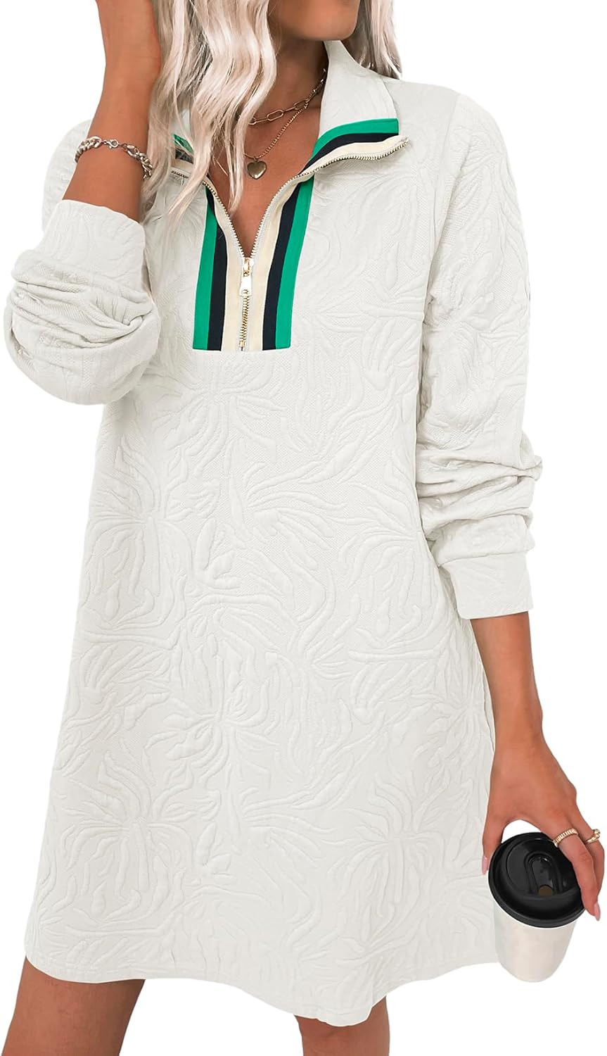 Blencot women dress casual zip neck spring mini sweatshirt