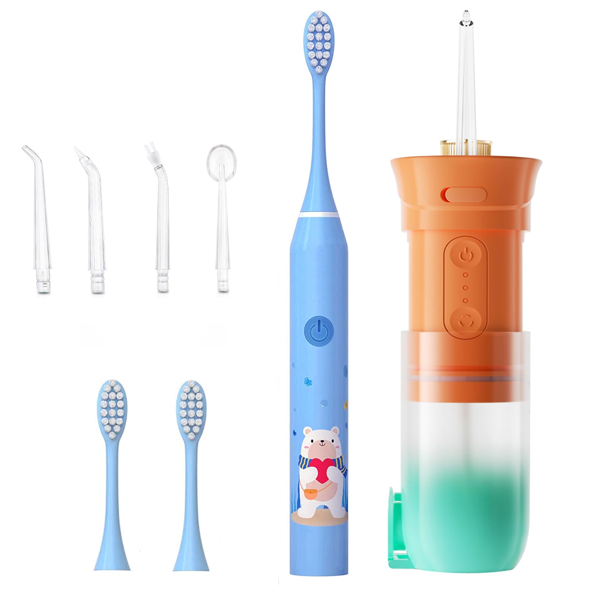 US1984 Sonic Electric Toothbrush for Kids & Smart Water Flosser with 200ml tank, Oral Flosser Rechargeable with 4 Nozzles, 3 Modes, Smart Electric Tooth brush with IPX7, 5 Modes, 3 Head (Blue-Combo) (B0CXF4RS3V) Amazon Price History, Amazon Price Tracker