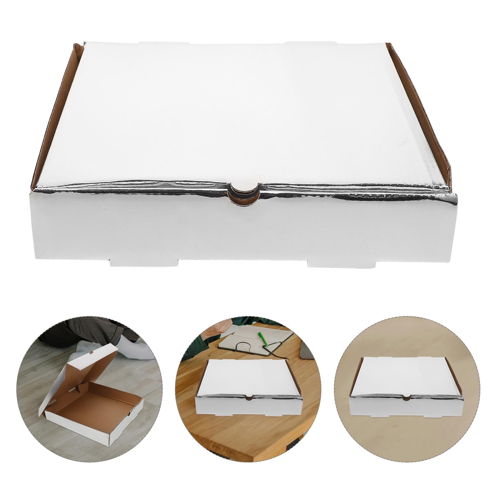10 Cajas de Pizza de Papel Kraft, Resistentes y Fáciles de Transportar para Llevar y Restaurantes