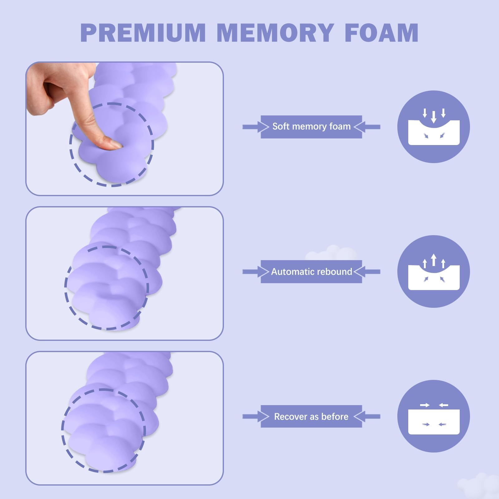 Cloud Keyboard poggiapolsi e tappetino per mouse con supporto per il polso, tappetino per mouse ergonomico in pelle PU, sollievo dal dolore, in memory foam, antiscivolo, per computer, laptop