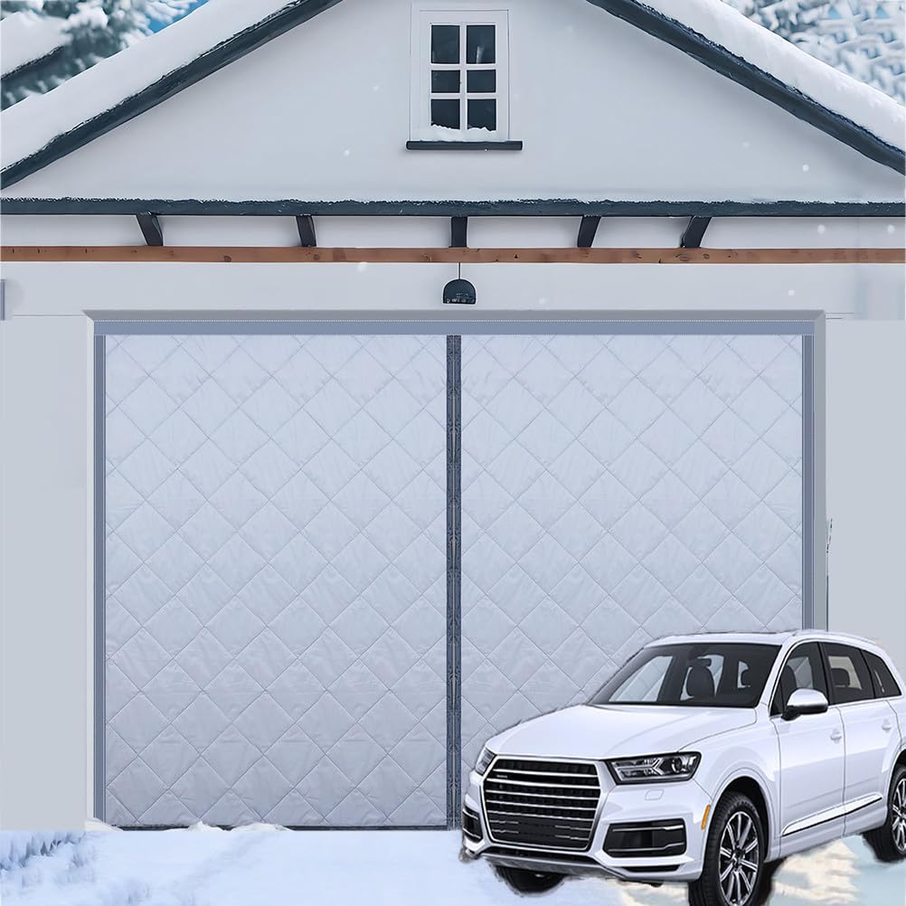 Générique Rideau Isolant Magnétique pour Porte De Garage,Moustiquaire d'hiver,Rideau De Porte Suspendu,Rideau Thermique,Protection Contre Le Froid,Protection pour Porte De Garage,Gris,W274xH244cm