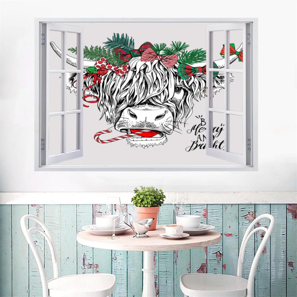 Decorazione Da Parete 3D, Bestiame Dell'Altopiano Stanza Delle Autoadesivo Della Parete Smontabile Tema Natalizio Decalcomanie Per Camera Da Letto Per Bambini Nursery Decorazioni Per Matrimoni Regalo