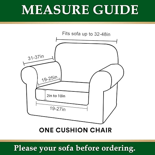 Miniatura 8 de CRFATOP Funda elástica para sillón de 2 piezas, suave y ajustable, con brazos, protector de muebles lavable para sala de estar, mascotas, perros,
