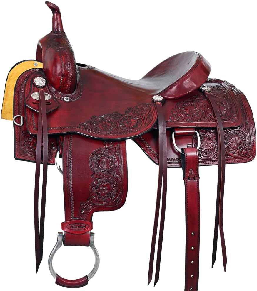 HILASON 16 in Horse Cutting Cutter Trail Pleasure American Leather Saddle