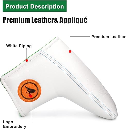 Miniatura 6 de Funda para putter de hoja de golf, Birdie elegante bordado de cuero de primera calidad, cubierta para la cabeza de putter para Titleist Scotty