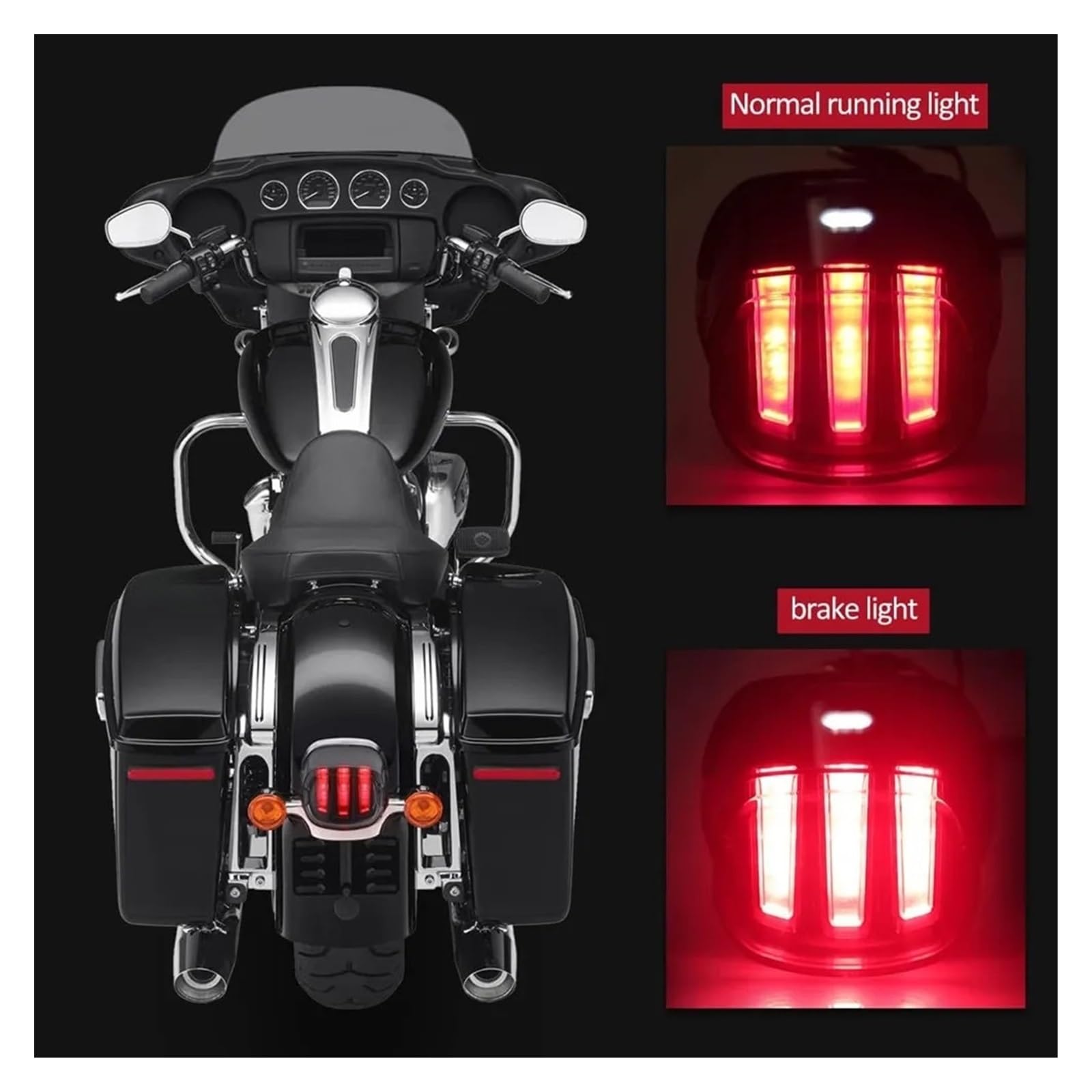 Indicateur Lumineux Moto Feu Arrière De Frein LED pour Motos, Clignotant Arrière pour Sportster pour Dyna pour Fatboy pour Softail pour Touring Glide King