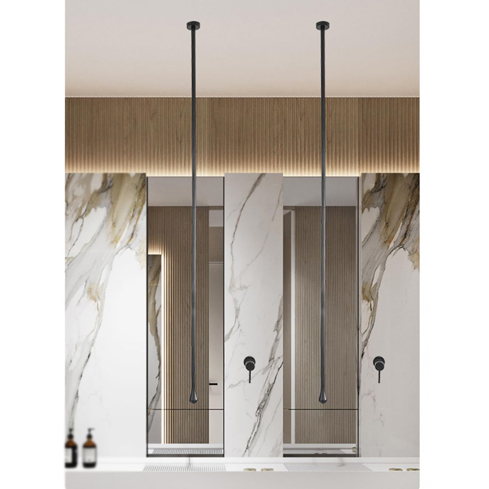 BiaoTeng Grifo de Lavabo Empotrado Pared Grifo Lavabo Techo Monomando Frío y Calor Latón Grifo Baño Empotrado Negro