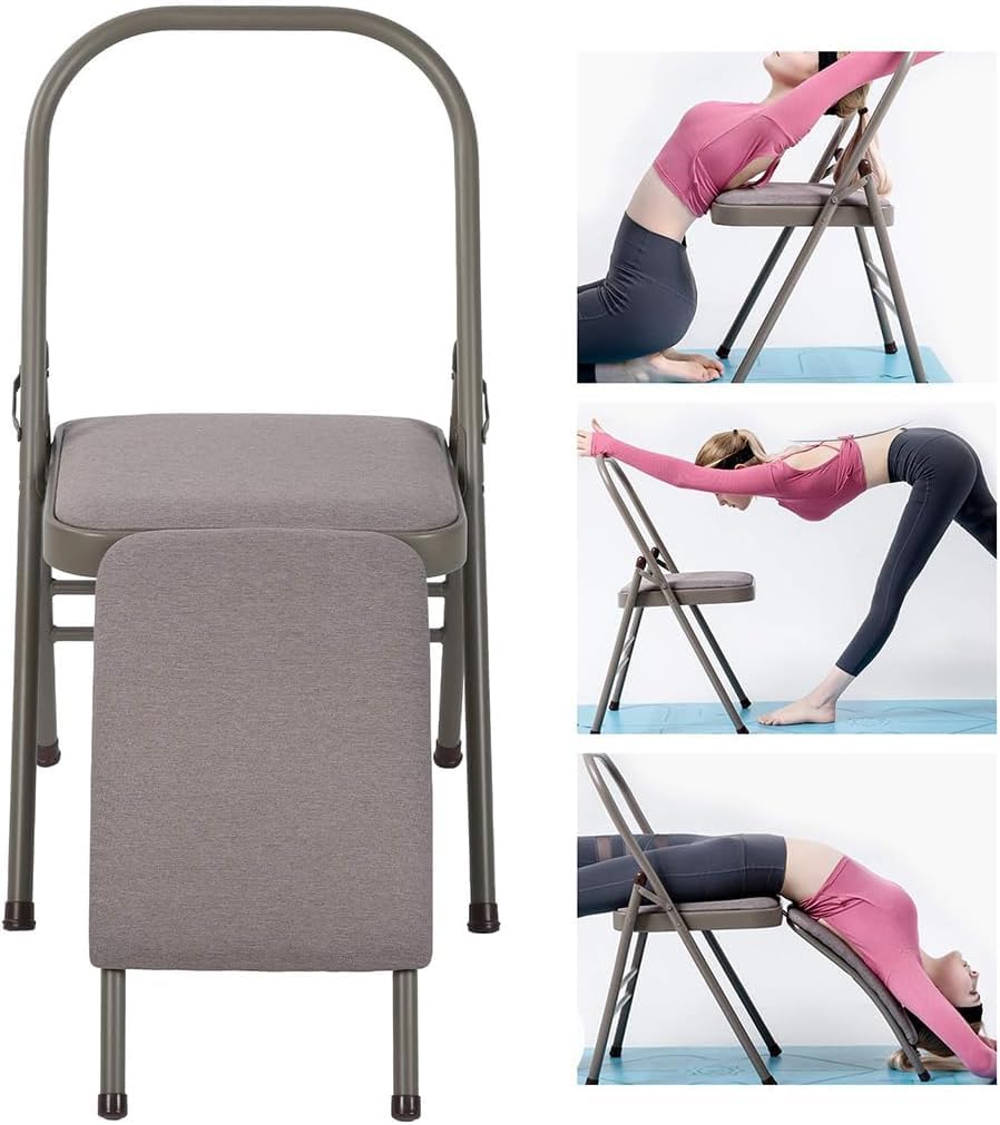 Sedia da yoga con supporto lombare, sgabello multifunzionale con cuscino rimovibile per pilates e inversioni, sedia per yoga assistita per una migliore postura e allineamento