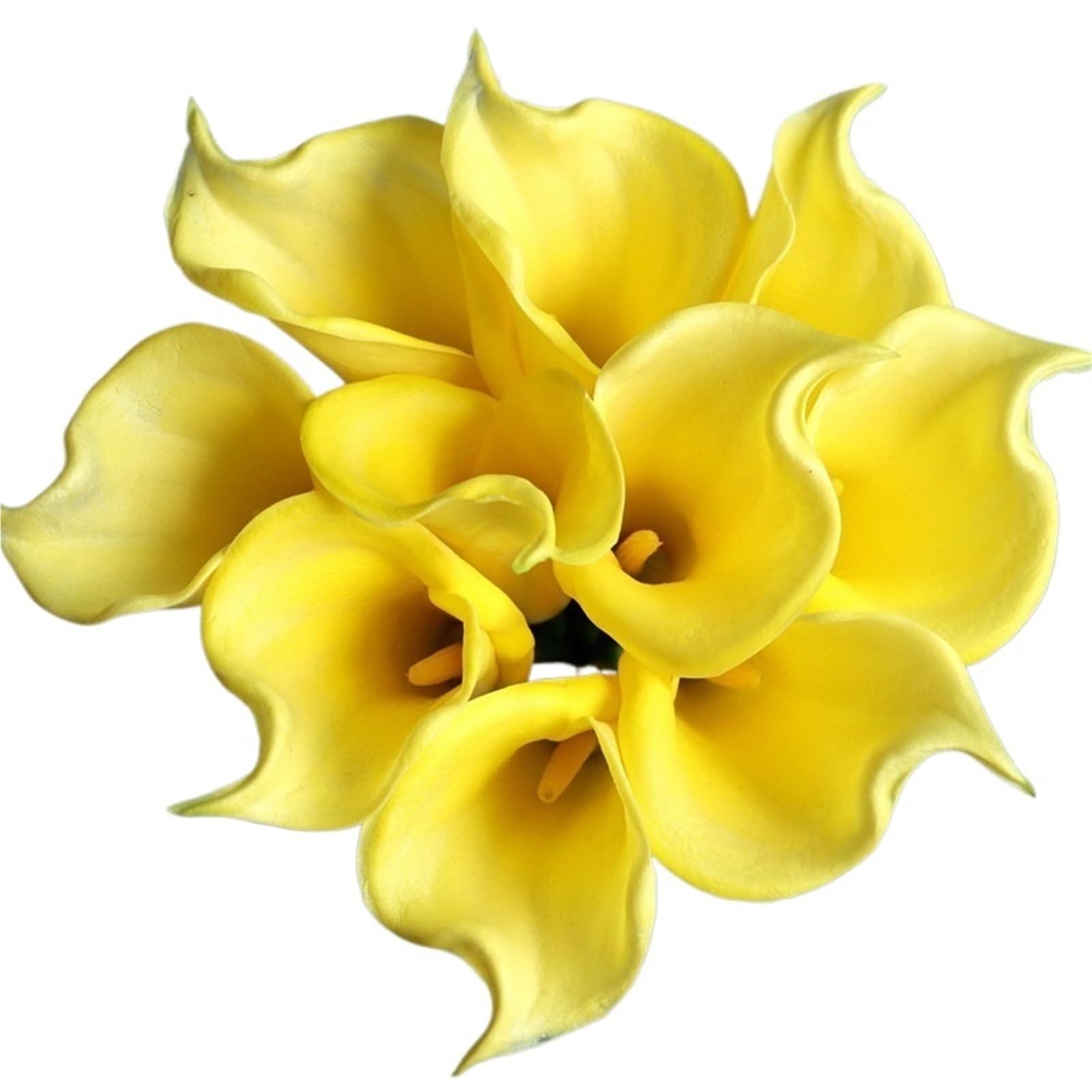 Dcrxz Artificial Flowers 10Pcs 36cm PU Long Branch Large Calla Lily Realistic Artificial Flowers Wedding Decor Flower Arrangement Home Party Calla Fake Flowers(Yellow)