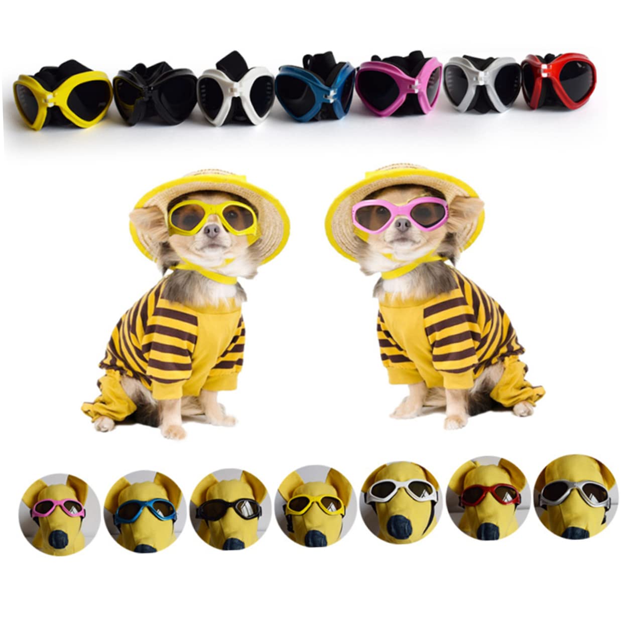 BCOATH Most Fashionable Pet Eyewear Uv Blocking Comfortable Fit Adjustable Straps Dog Sunglasses