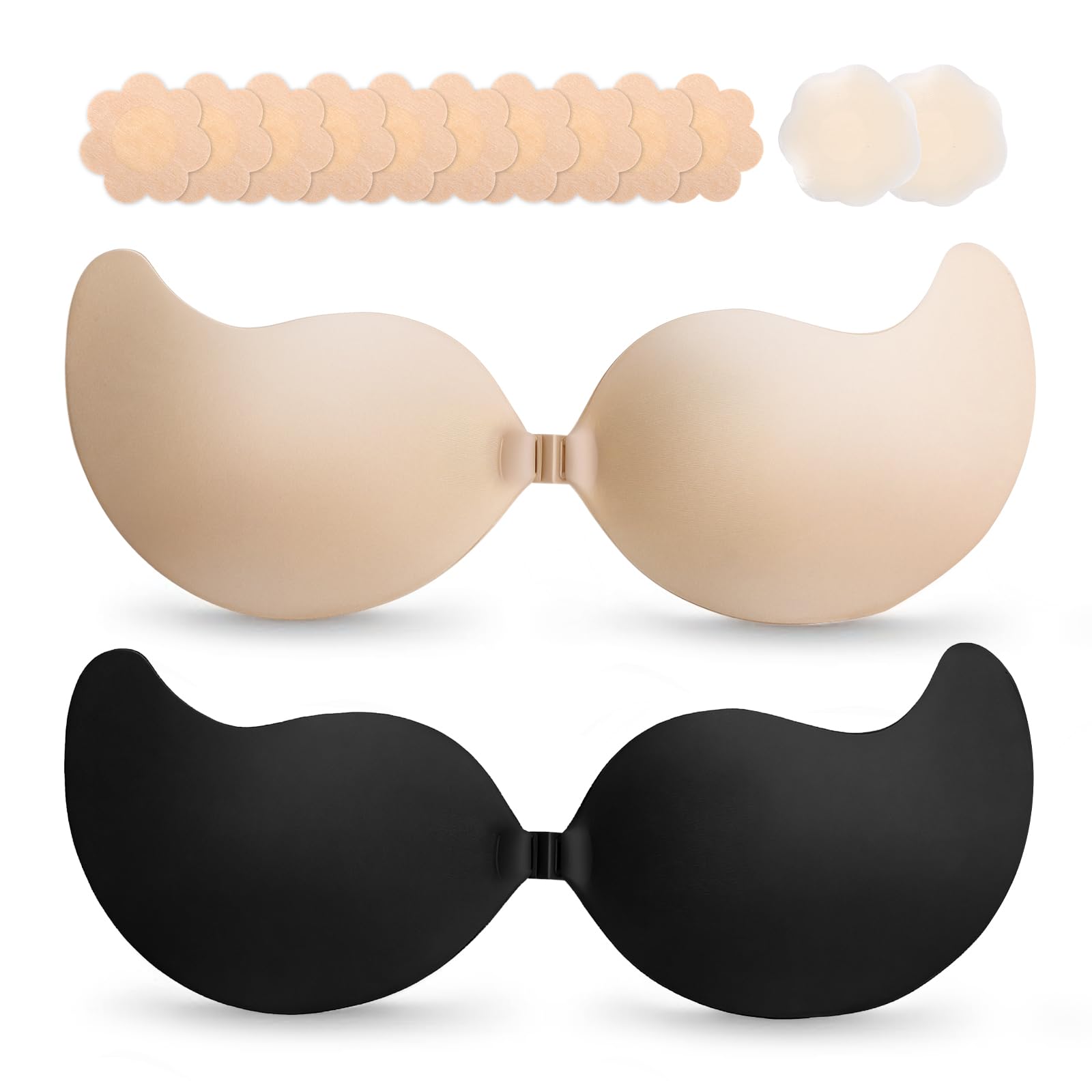 Cmojsk Strapless Sticky Push-Up Bra for Women,Adhesive Invisible Backless Nipple Covers - 60% off