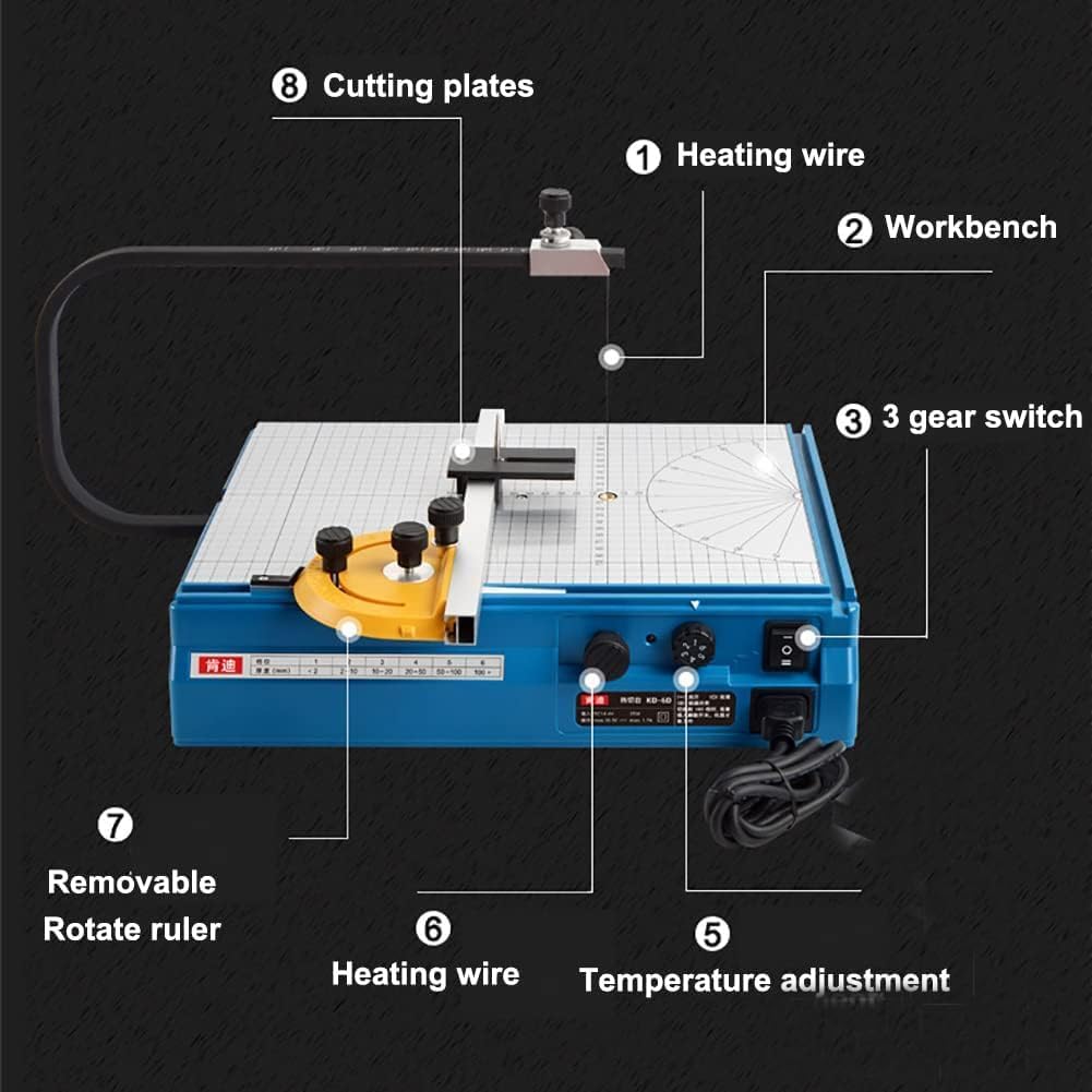 Elektryczny frez do pianki z regulacją temperatury i ruchomą linijką do cięcia, kształtowania i grawerowania materiałów piankowych
