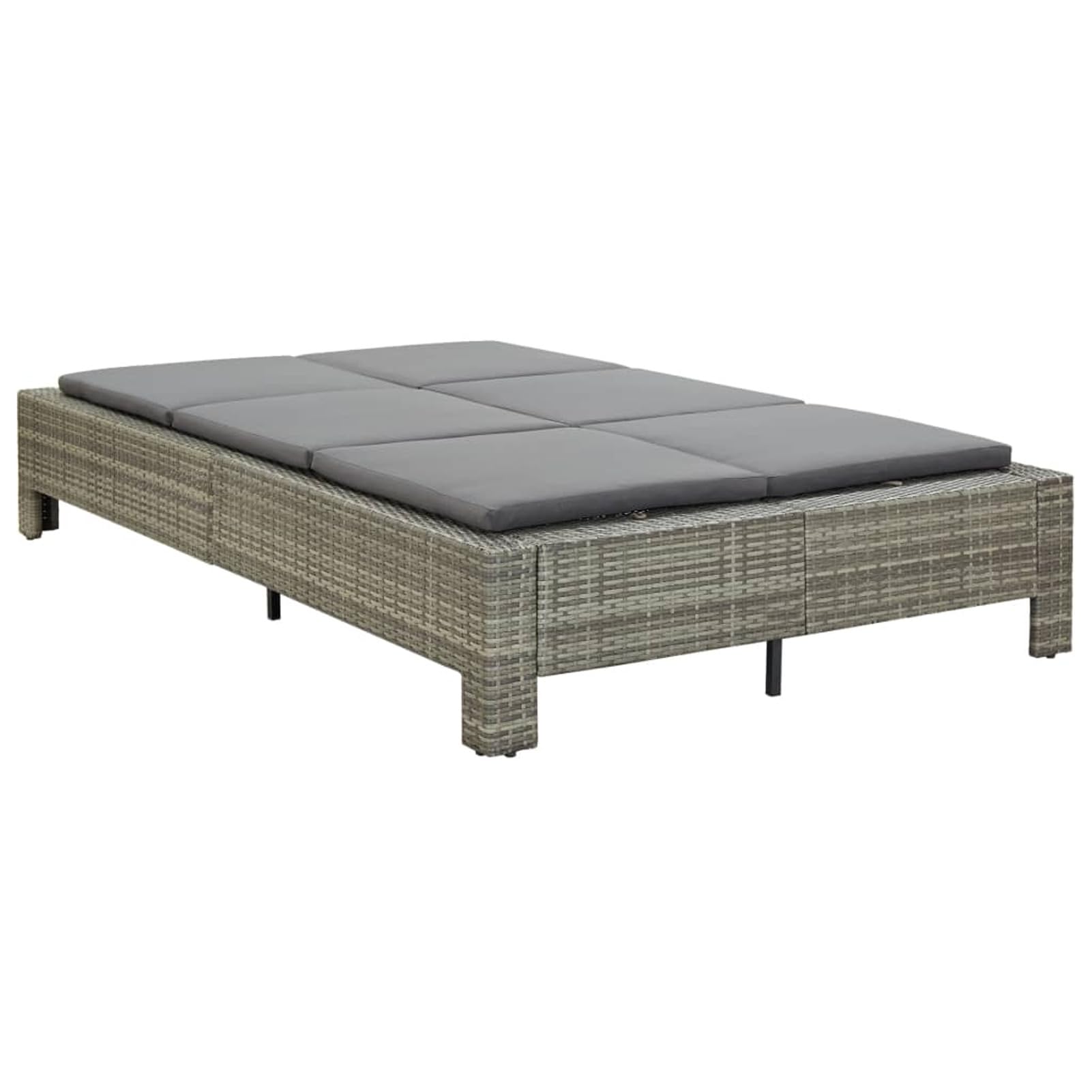 Mobili Lettino Prendisole a 2 Posti con Cuscino in Polyrattan Grigio, Divano Letto Mobili per Esterni Prendisole per Spiaggia Piscina Giardino Casa Mobili Decor per Casa