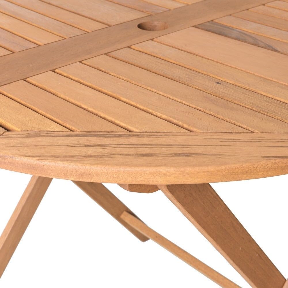 LOLAhome Mesa de jardín Resistente y Plegable Redonda de Ø 90x76 cm, para 2-4 Personas | De Madera natual sostenible de Acacia con FSC | para Exterior, jardín, terraza, balcón o Piscina | Kate