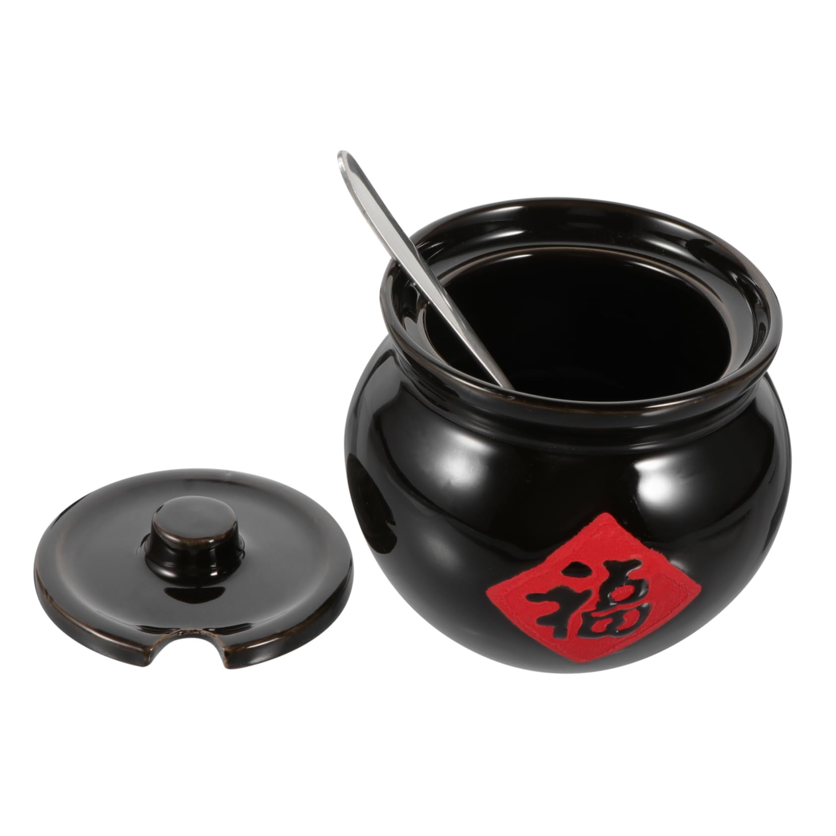 Alipis 1Set Vintage Ceramic Seasoning Pot Condiment Jar with Lid Spice Storage Container for Salt Pepper Chili Oil Retro Design for Kitchen Organization