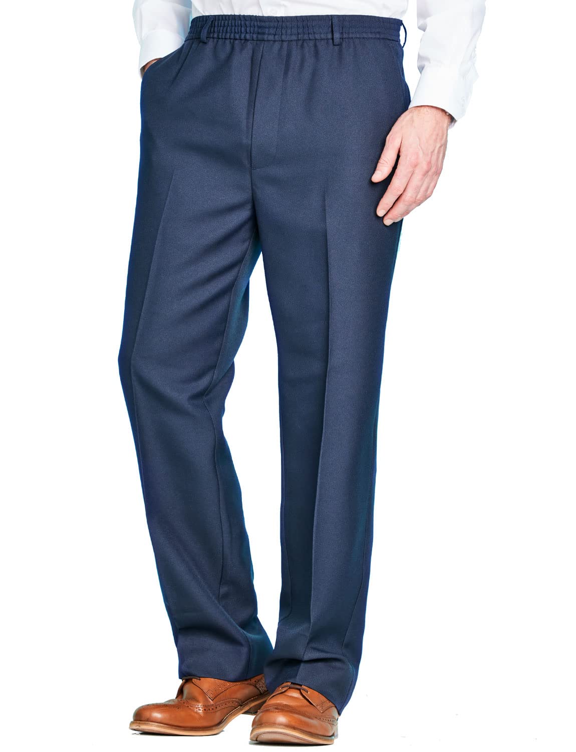 Chums Men's Pack of 2 Elasticated Waist Pull-On Trousers with Drawcord Navy 32W / 29L
